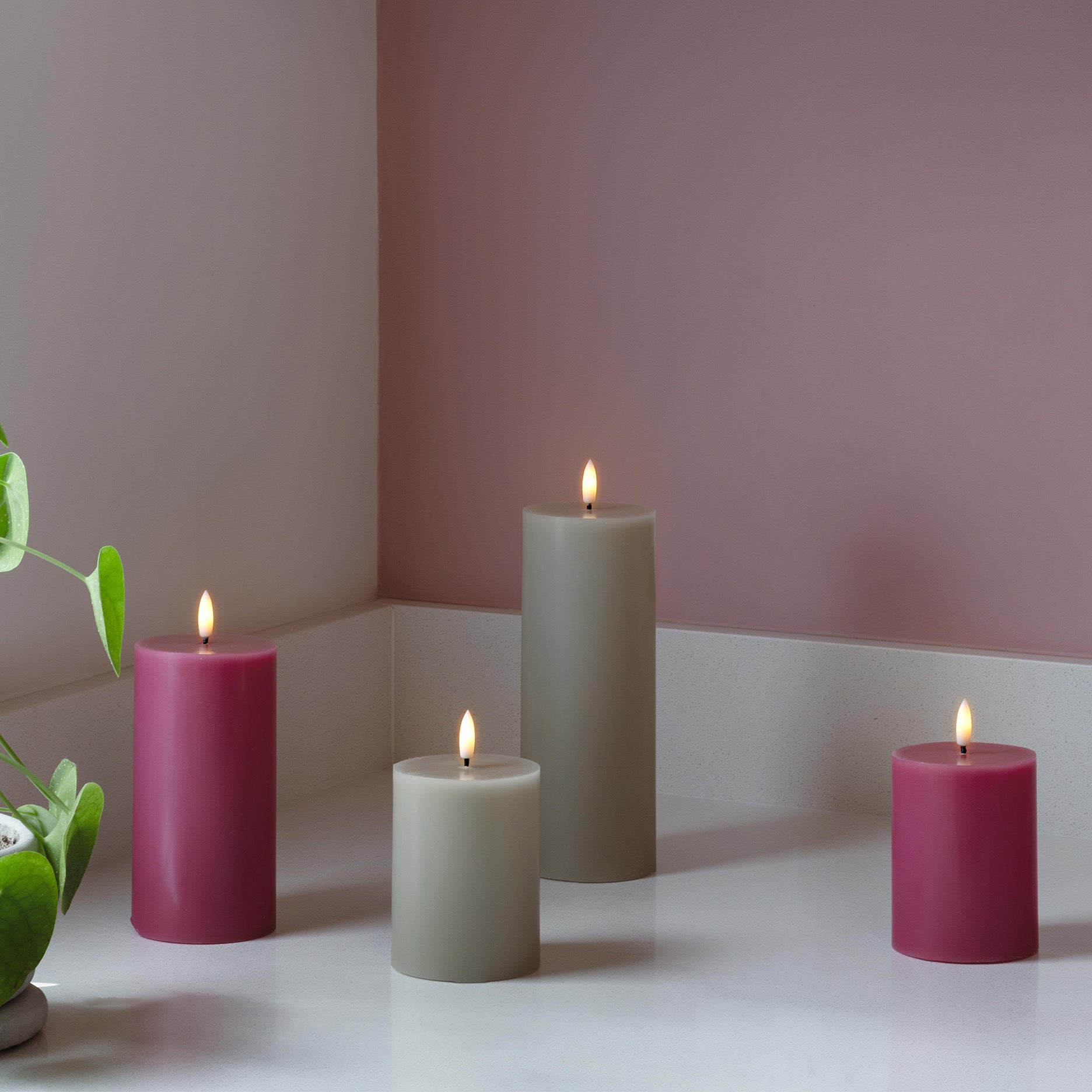 LED Stumpenkerze 7,4 x 10 cm kit grey